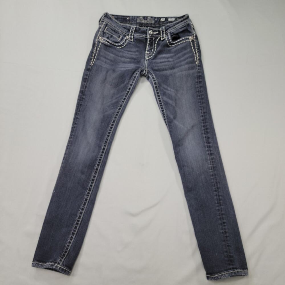 Miss Me Jeans Women’s 26 Skinny Stretch Fleur De Lis Embellished Pocket Buckle